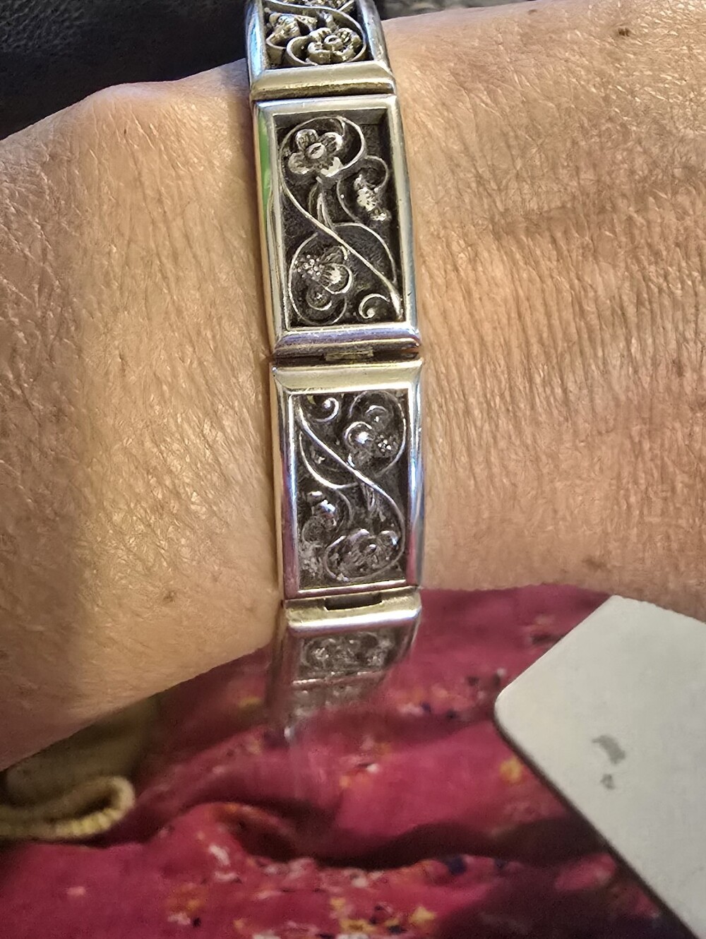 VINTAGE Brighton Silver Floral Panel Bracelet - Picture 7 of 7
